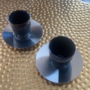 Nespresso lungo touch ceramic cups with metal saucers